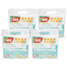 楓康 環保透明垃圾袋 中 99張 全新HDPE材料 超強耐用, 4包, 20L