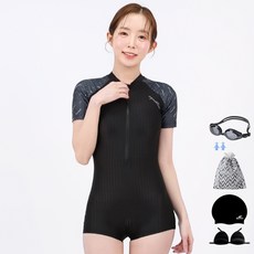 AQUATICA 女款短袖連身泳褲+配件組 6件組