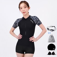 Aquatica 女士短袖連體泳衣 + 運動員護目鏡 6 件套