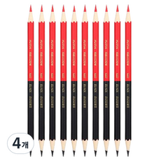 일상속반짝 시험 채점용 색연필 레드 + 블랙 10p, 4개, 2색