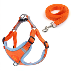 타이탄 고양이 탈출 방지 스웨이드 조끼 하네스 + 150CM 리드줄, 오렌지, 1개