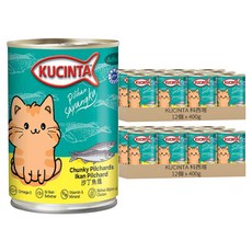 KUCINTA 科西塔 大貓罐 3黃 沙丁魚塊, 400g, 24個, 沙丁魚