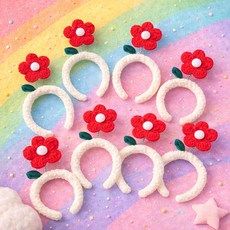 파티쇼 밍크 플라워 파티머리띠, 레드, 8개