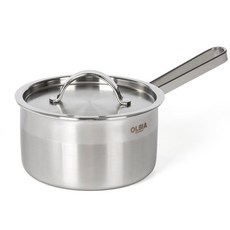 O'lbia IH爐適用桶型5層304不鏽鋼單柄鍋, 銀色, 16cm, 1個
