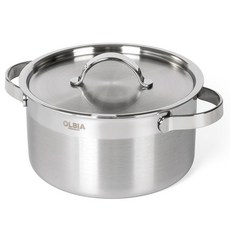 O'lbia IH爐適用5層304不鏽鋼附蓋雙耳湯鍋, 銀色, 20cm, 1個