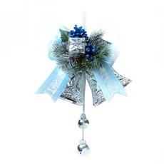 MODACore 摩達客 4吋雙花鐘吊飾 30*20cm 藍銀色 耶誕吊飾