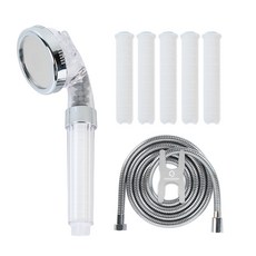 HOMEDAUM 強力水壓 3段調節 療癒SPA 蓮蓬頭 + 濾芯 5入 + 2m 蓮蓬頭軟管 完美組合, 1個, 白色