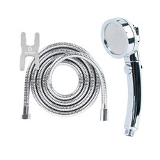 Homedaum三段式按摩開/關蓮蓬頭+不銹鋼水管2m套組, 1組, 銀色