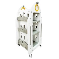 Jane&Nini Toy 兒童移動式收納櫃, 白色 + 灰色, 54 × 53 × 115cm, 4層, 1個