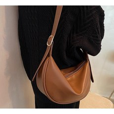 女款簡約圓形斜挎包, 棕色