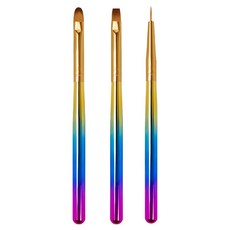 Chic Fit 專業凝膠美甲刷3件組 CFB005 混色刷柄 工具套裝, 1組, 混和顏色