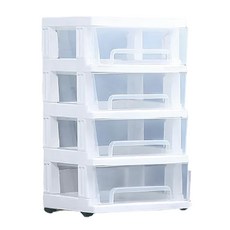 STYLE 格調 大容量透明家居萬用抽屜式四層收納櫃 帶移動滾輪, 1個, 72.5~90x50x34cm