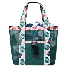 알파커머스 대용량 메쉬 비치 손잡이 수영장 가방, 그린