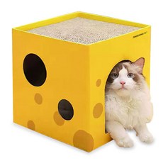DING DONG PET 貓咪起司方塊貓抓屋, 混色, 1個