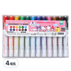 산리오 케릭터즈 보드마카 12색 세트, 혼합색상, 4세트