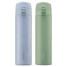 락앤락 데일리 슬림핏 원터치 텀블러, 블루, 그린, 400ml, 2개 블루, 그린, 400ml, 2개