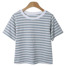 시크블랙 지라보 컬러 스트라이프 라운드 반팔 티셔츠 cpt16349k52