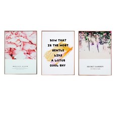 STYLEG時代家居 板畫 有框畫 3件組, 金采花卉, 1組