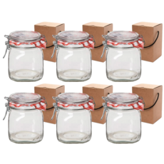Bormioli Rocco Fido透明上蓋玻璃儲物罐 750ml x 6入 + 禮物盒 6入, 1套