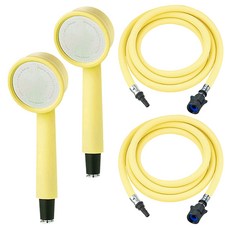 韓國產馬卡龍一觸式蓮蓬頭+蓮蓬頭軟管2m組, 2組, 奶油黃