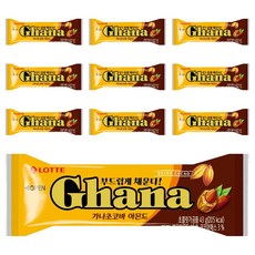 LOTTE 樂天 Ghana 加納 巧克力杏仁棒, 43g, 10條