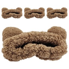 KOUJI叩吉好物 小熊洗臉髮帶 S05髮帶2入組, 卡其色, 4個