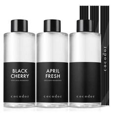코코도르 디퓨저 리필액 + 리드스틱 5P, 베스트향1호(블랙체리+에이프릴프레쉬+퍼퓸시리즈 랜덤발송), 200ml, 3개