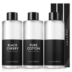 코코도르 디퓨저 리필액 + 리드스틱 5P, 베스트향2호(블랙체리+퓨어코튼+퍼퓸시리즈 랜덤발송), 200ml, 3개