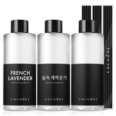 코코도르 디퓨저 리필액 + 리드스틱 5P, 베스트향3호(프렌치라벤더+숲속새벽공기+퍼퓸시리즈 랜덤발송), 200ml, 3개