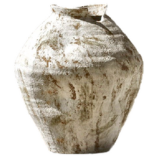 KUIBAO 快豹生活 Isolde 侘寂紋理灰砂白 侘寂陶罐花瓶, 灰沙白色