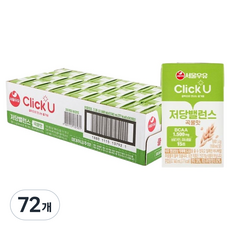 클릭유 서울우유 저당밸런스 곡물맛, 72개, 140ml
