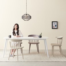 보니애가구 도리스 포셀린 세라믹 식탁의자세트 4인용 방문설치, 화이트 + 무드베이지 + 레디쉬브라운, 일반의자 4