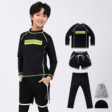 AQUATICA 男童款防水上衣+緊身褲+短褲+泳帽+塑膠袋 AQA354-3P