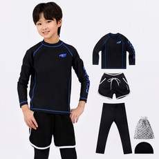 aquatica 男童用防曬泳衣 + 水上緊身褲 + 泳褲 + 彈性泳帽 + 防水袋 AQA352-3P