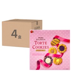 BOURBON 北日本 丹麥西點禮盒, 可可奶油風味餅乾 + 白奶油風味餅乾 + 焦糖奶油風味餅乾 + 咖啡奶油風味餅乾 + 波浪型餅乾, 4盒
