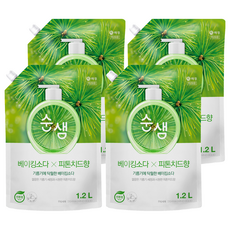 Soonsaem 檸檬酸蔬果碗盤洗潔精補充包, 1.2L, 4包