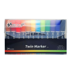 東亞PMS 24色雙頭油性麥克筆, 混合顏色, 1套, 24個