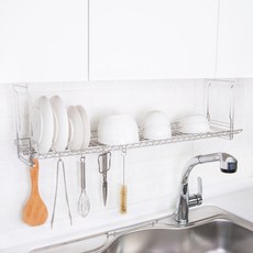 4BNK 연마제 없는 스텐 부착식 싱크선반 800 벽겸용, 1단, 실버, 1개