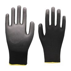 嘉鴻牌 合手型棉紗手套_pu塗掌手套(黑色)_m碼 10雙/包, 1入