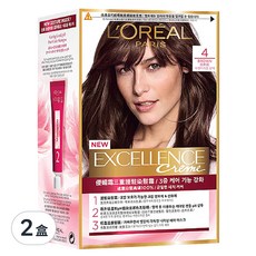 L'OREAL PARiS 巴黎萊雅 台灣公司貨 優媚霜三重護髮染髮霜 Excellence Creme, 4 自然棕, 2組