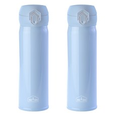 상상앤드 비비드 2중 진공 원터치 보온병 2p, 스카이, 500ml, 2개