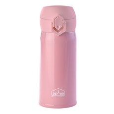 디유 비비드 스테인레스 원터치 2중 진공 보온 보냉병, 핑크, 350ml, 1개