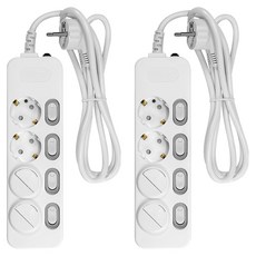 SURGIO 4 個獨立開關多重抽取 DH-1648-MT + 2 個安全蓋, 1.5m, 單色, 2個