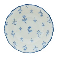 Eternité 花邊碗 日本美濃燒 17x4.5cm 480ml, 法式鄉村風 白色 + 藍色, 1個