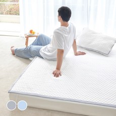 더자리 큐라론 시원한 쿨파워 접촉 냉감 침대 패드, 아이스브릭그레이