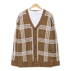 Raymon 男士奇德Oversize格紋針織開襟衫