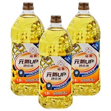 福壽實業 元氣UP調合油 1.5L, 芥花油、葵花油調合, 無添加人工抗氧化劑, 油質清澈透明, 3瓶