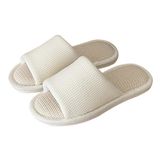 沐慕家居 華夫格透氣室內拖鞋, 38~39, 奶白, 1雙