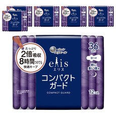 elleair 艾黎艾爾 elis 愛麗思 日本原裝進口 極致薄衛生棉 護翼型, 夜用量多加長型(36cm), 12片, 6包
