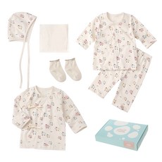 withorganic 夏季小牛印花套裝彌月禮盒7件組